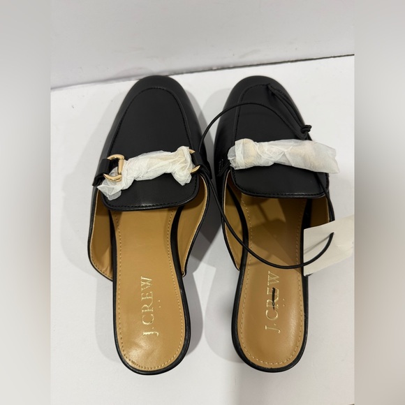 J.Crew Black Leather Horsebit Mule Loafers Gold Hardware Slip On Size 5 NWT - Picture 3 of 7